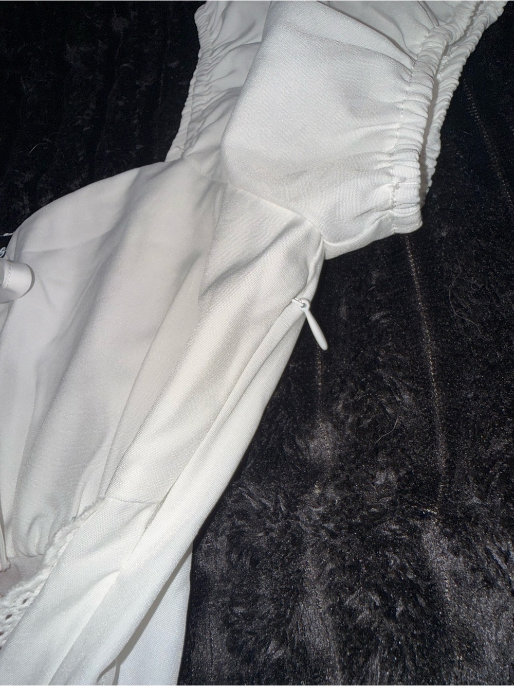 Whimsical White Lace Tie-Front Peasant Top - Picture 4 of 6